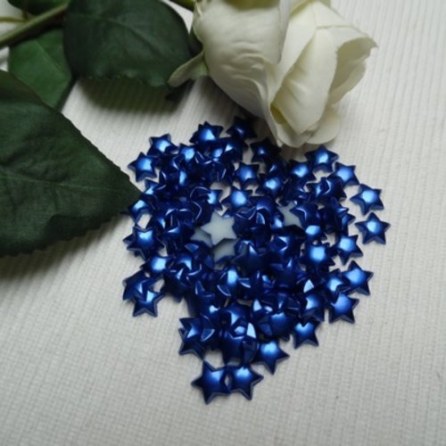 10 cabochons étoile bleue roi nacré 10.5mm résine épaisseur 2.9mm