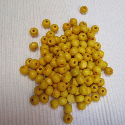 20 perles jaune ronde 7.5x6mm en bois