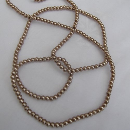 25 perles café crème ronde 4.6x4mm en verre