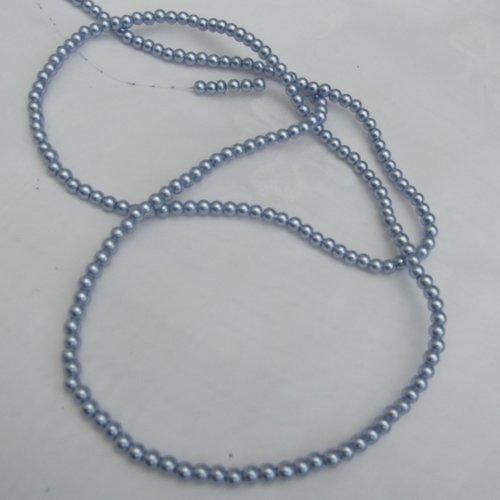25 perles bleue gris ronde 4.6x4mm en verre