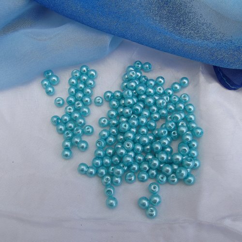 15 perles bleue turquoise ronde 6.5x5.5mm en verre