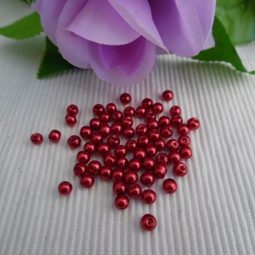 15 perles rouge ronde 6x5.3mm en verre