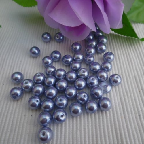 6 perles lavande ronde 10x9mm en verre