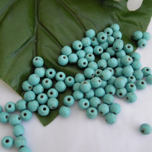 15 perles turquoise naturel 4x3.7mm ronde bleue