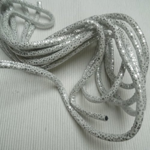 1.10m de cordon lien lacet rond pu motif petits pois de 6 mm
