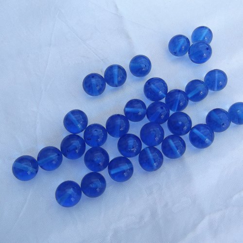 5 perles ronde oeil de chat bleue 11.7x11.4mm verre