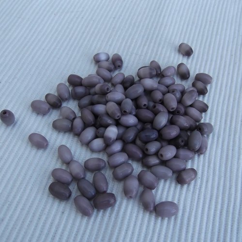 10 perles ovale grain de riz oeil de chat violet pâle 10.6x7mm verre