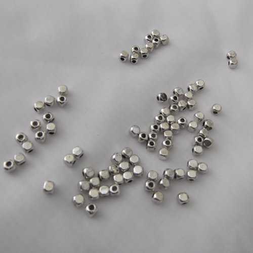 10 perles carrée bout arrondie 3.7mm argent tibétain