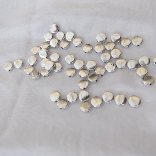 10 perles palet plate lisse 7.1mm argent tibétain