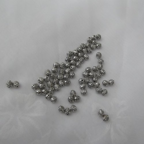 10 perles ronde ciselée 5.7x5.3mm argent tibétain