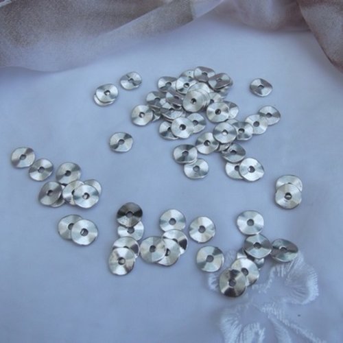 10 perles lisse difforme 9.5x1.2mm argent tibétain