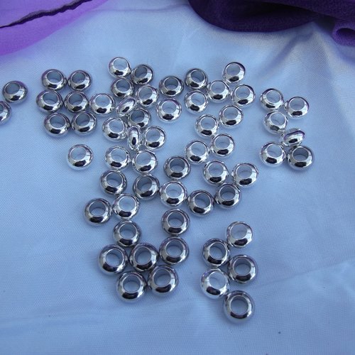 5 perles ronde lisse 9.7x5.1mm argent tibétain très lourde