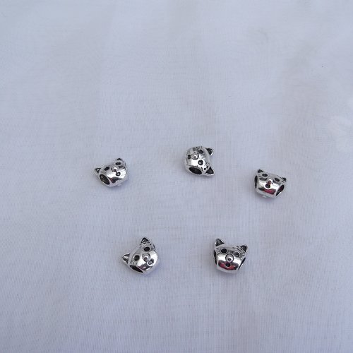1 perle charm chat chaton 12.8x12x8.8mm argent tibétain