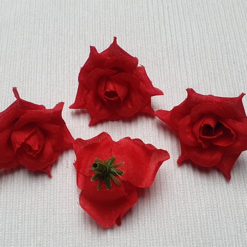 1 rose fleur rouge tissus polyester organza 5cm à plusieurs niveaux