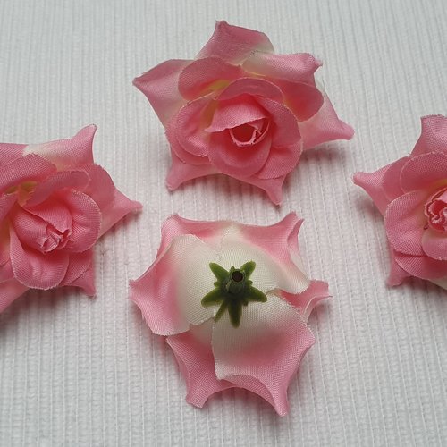 1 rose fleur rose ivoire tissus polyester organza 5cm à plusieurs niveaux