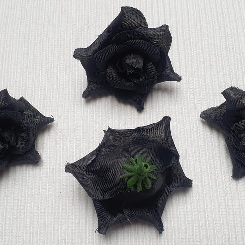 1 rose fleur noire tissus polyester organza 5cm à plusieurs niveaux