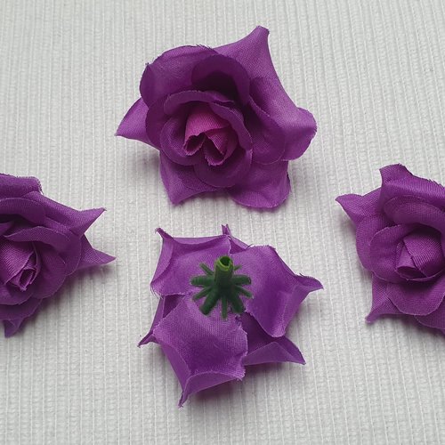 1 rose fleur violet tissus polyester organza 5cm à plusieurs niveaux