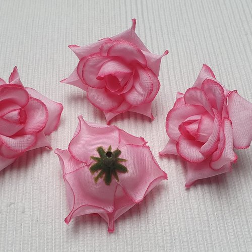 1 rose fleur rose tissus polyester organza 5cm à plusieurs niveaux