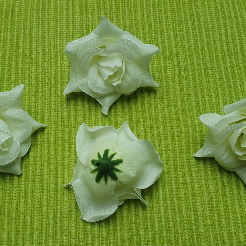 1 rose fleur ivoire tissus polyester organza 5cm à plusieurs niveaux