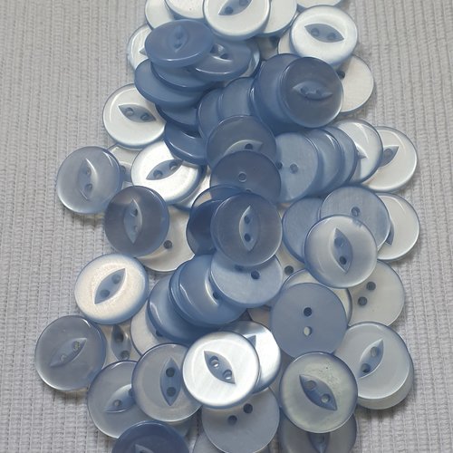 6 boutons rond bleu ciel effet nacré 19x2.9mm
