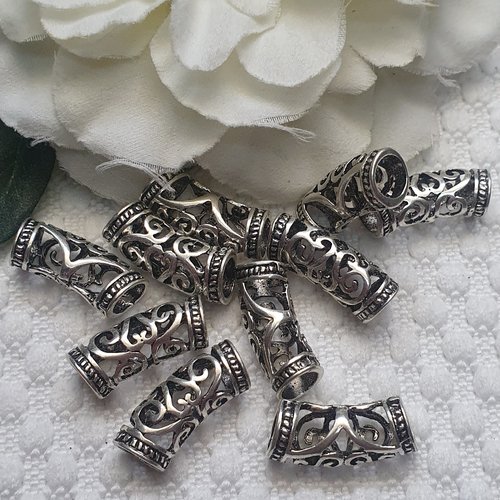 1 perle charm courbée ciselée 25x11.5x8.4mm argent tibétain
