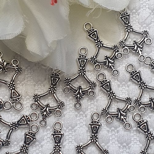 2 connecteurs bijoux chandelier 27x14.5mm argent tibétain
