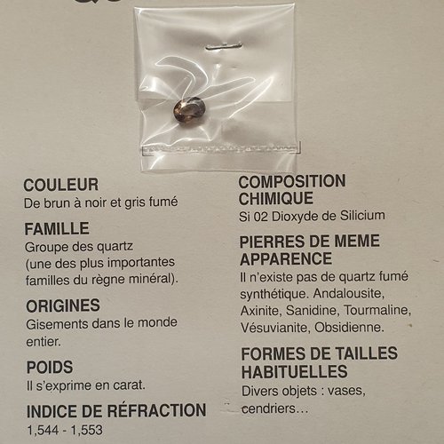 Pierre de gemme quartz fumé ovale brun gris fumé 8x6.3mm