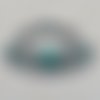 1 pendentif mobile goutte strass vert bleu 57x48mm argent tibétain