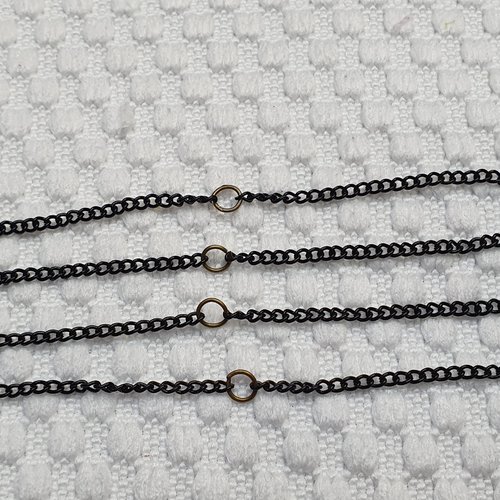 5 chainettes noires à anneaux bronze 3x2mm chainette 10.5cm