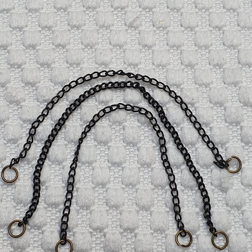 5 chainettes noires 3x2mm avec anneaux chainette 11.5cm