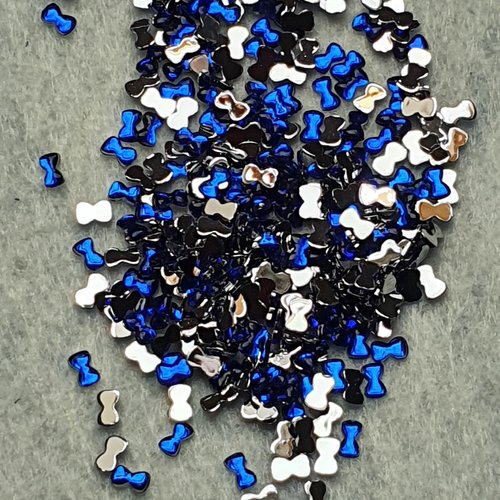 1000 cabochons noeud strass bleu roi 4x2.5mm acrylique