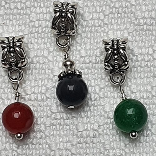 1 bélière perle unis noire 27x8mm argent tibétain