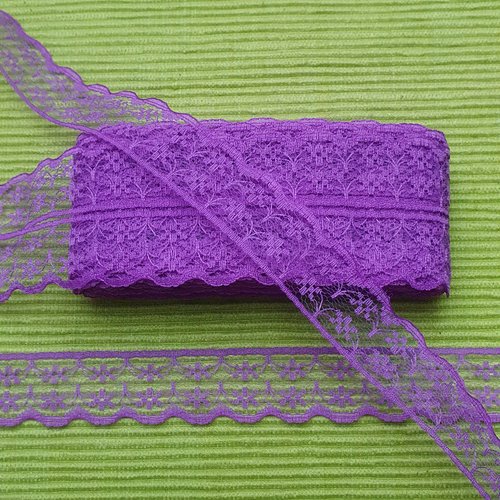 1m dentelle violet 22mm polyester fine souple