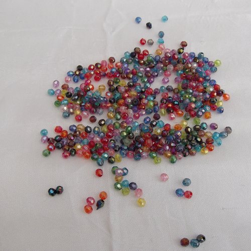 100 perles toupie à facette multicolore reflet 4.3x4mm acrylique