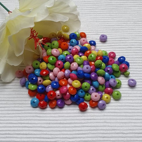 30 perles toupie soucoupe à facette 7.7x5.3mm acrylique