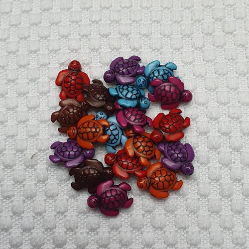 6 perles tortue marron foncé 18.5x14.7mm résine synthétique