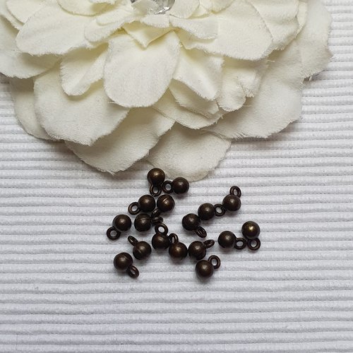 2 grelots acier plein 8.5x5.5mm acier teinté bronze