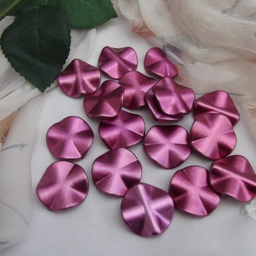 3 perles palet difforme ronde mauve 28x6mm acrylique