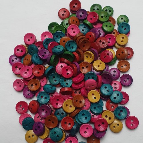 8 boutons ronds rose 10x3.5mm bois