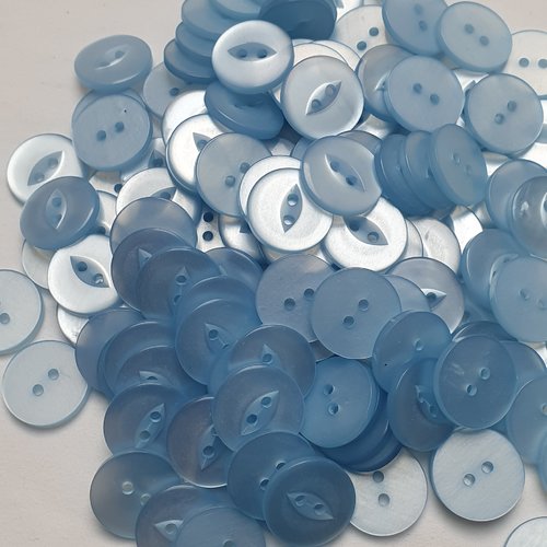 6 boutons bleu rond 19x2.5mm effet nacrée acrylique