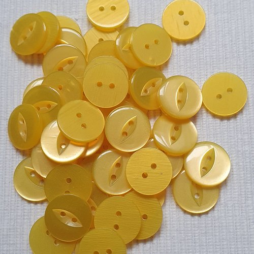 6 boutons jaune rond 19x2.5mm effet nacrée acrylique
