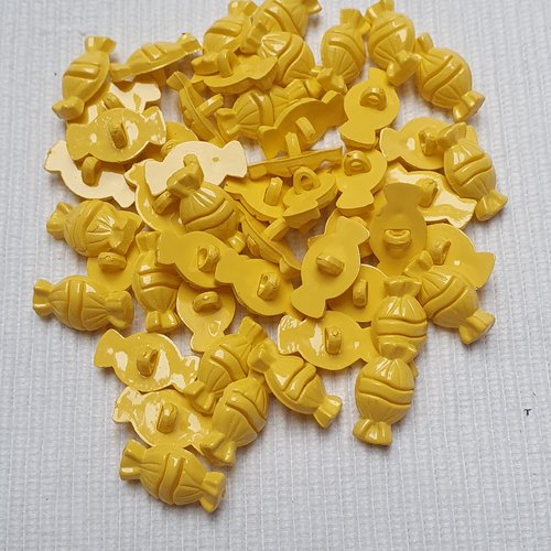 5 boutons bonbon jaune 19.5x11mm acrylique