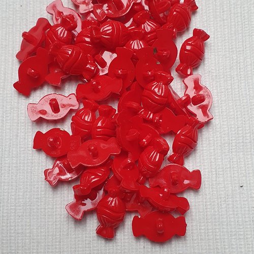 5 boutons bonbon rouge 19.5x11mm acrylique
