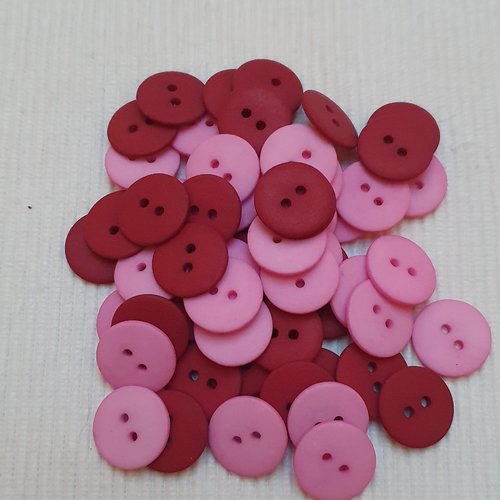 5 boutons rose opaque résine 18mm