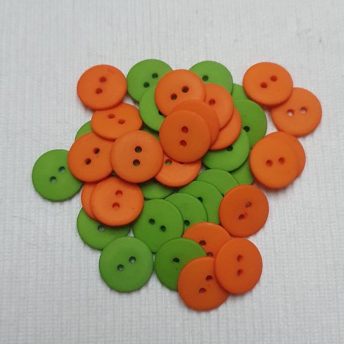 5 boutons orange opaque résine 18mm
