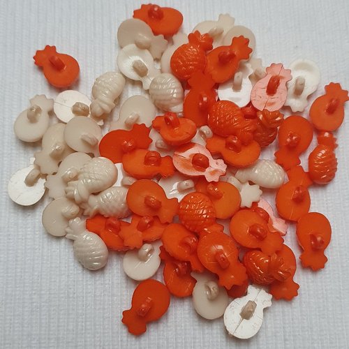 5 boutons ananas beige 18x12mm acrylique