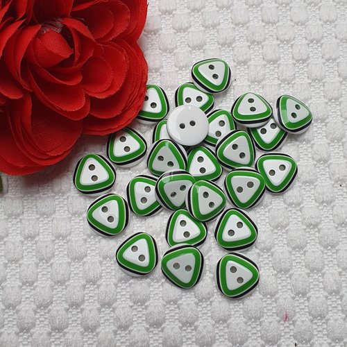 8 boutons triangle rond vert 12.5mm