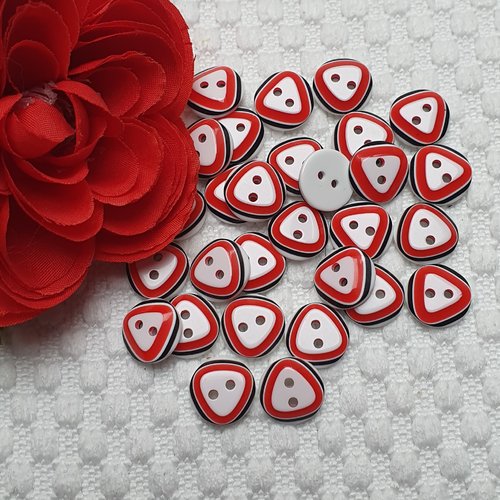 8 boutons rouge triangle rond 12.5mm