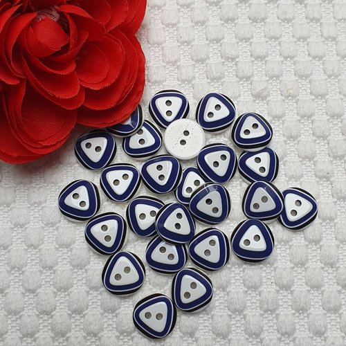 8 boutons bleu marine triangle rond 12.5mm