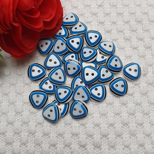 8 boutons bleu triangle rond 12.5mm